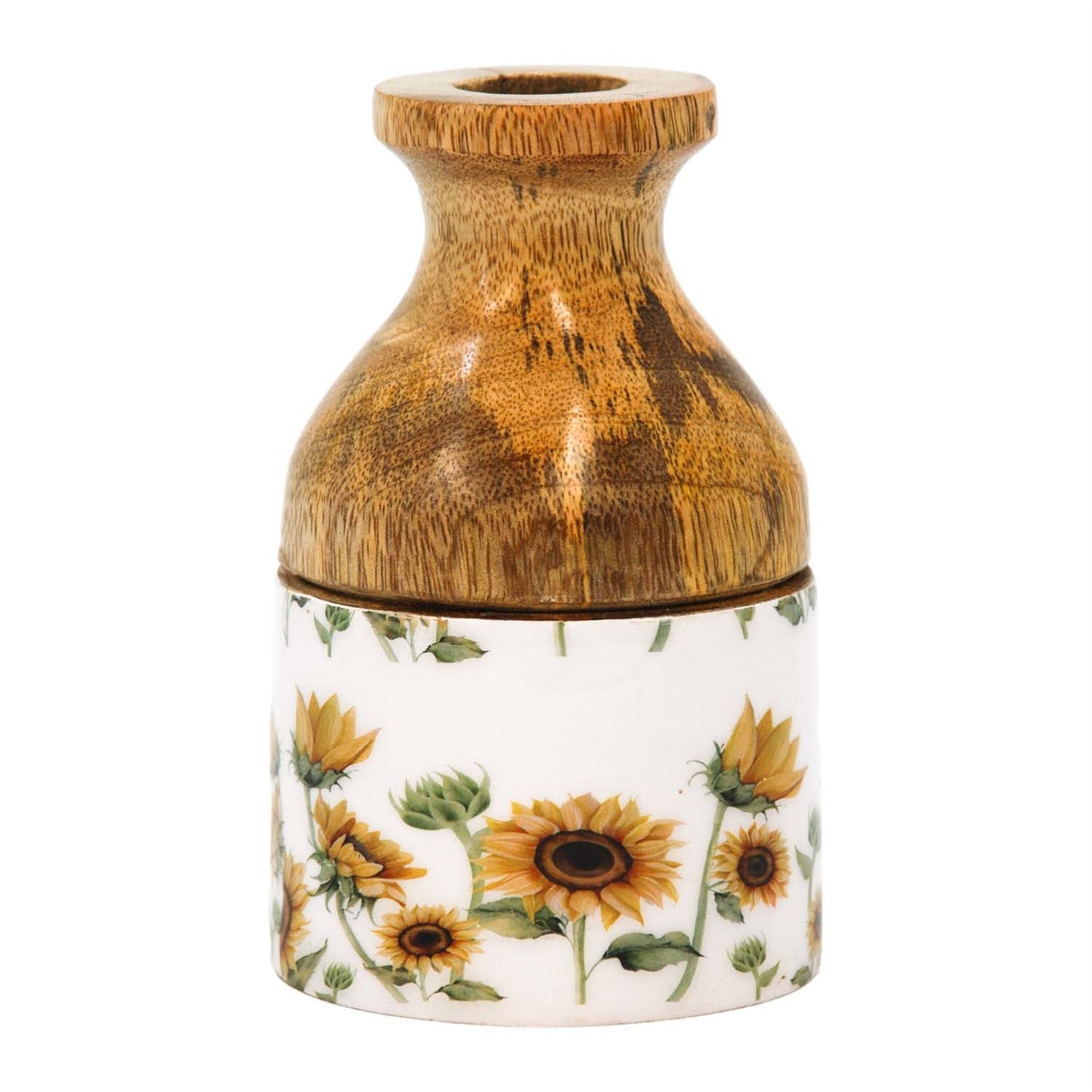 Sunflower Enamel Wood Vase