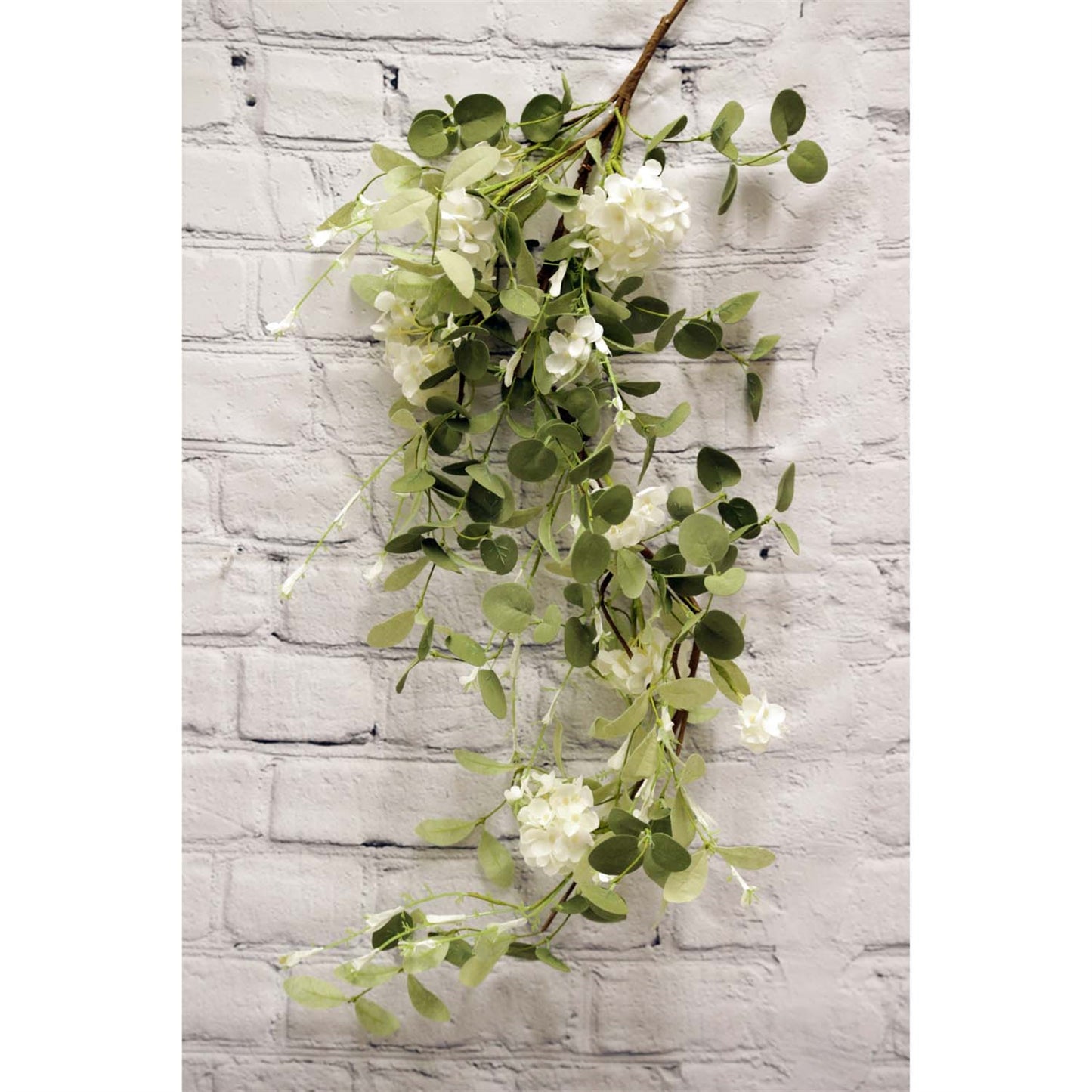 Sage Eucalyptus and White Flower Dripping Garland 