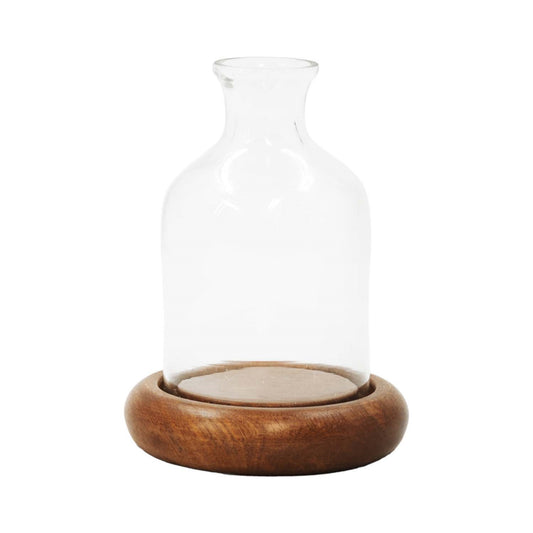 Glass Jar on Wood Base 