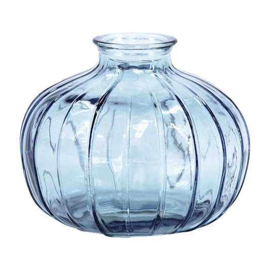 Light Blue Ribbed Glass Jar