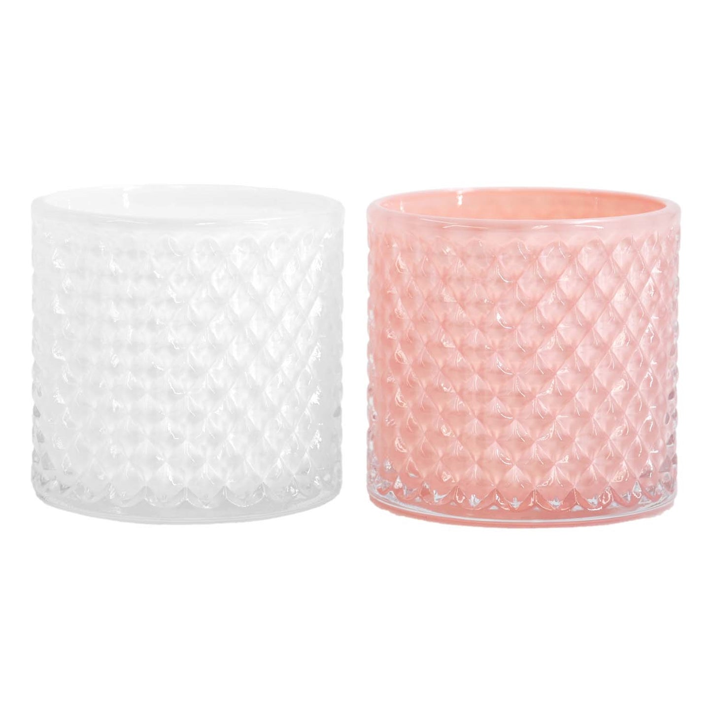 Two Pink & White Little Jars