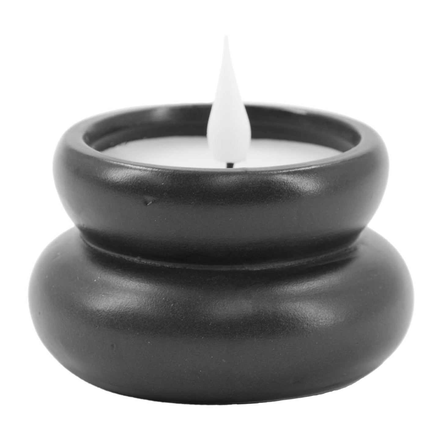 Black Resin LED Jar Candle 