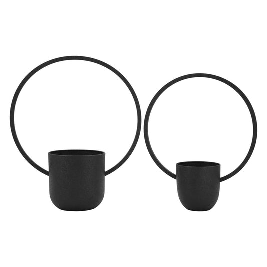 Set of 2 Black Hanging Pots 