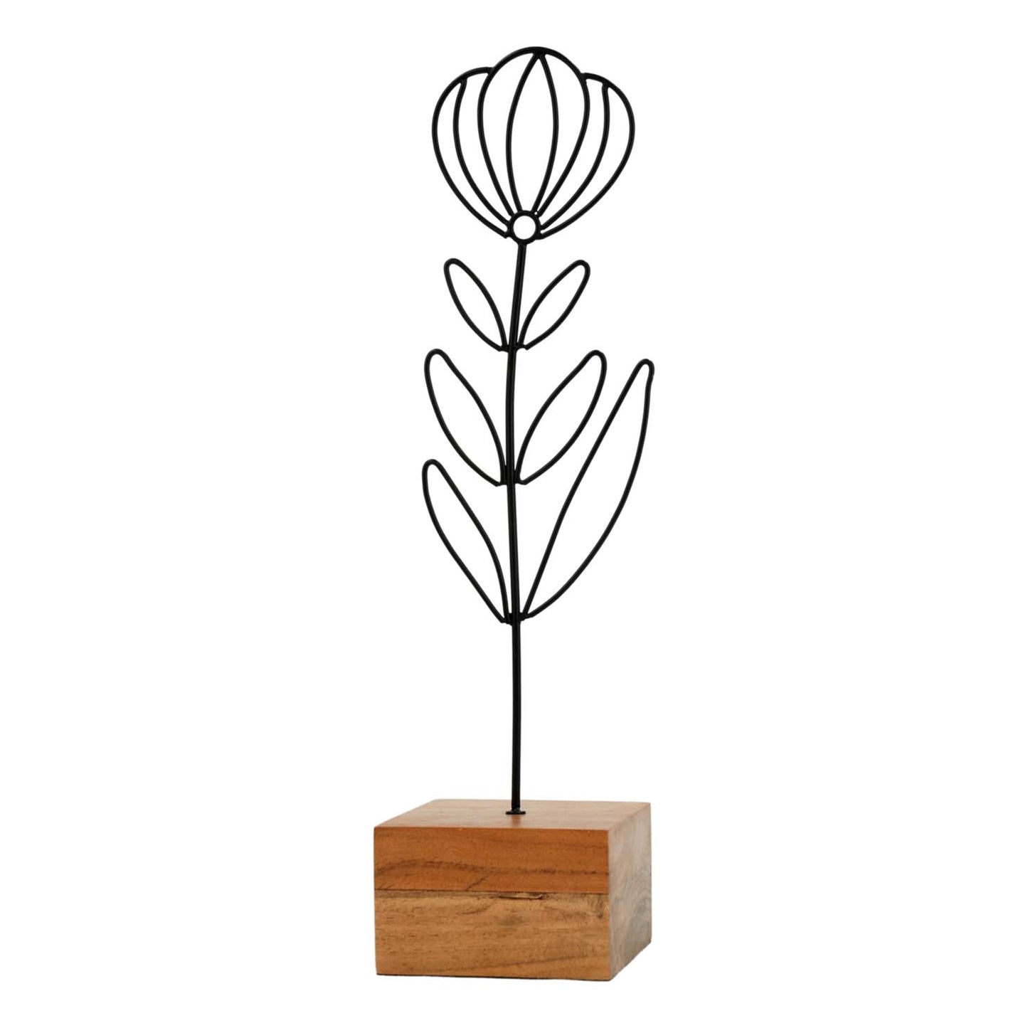 Wire Flower on Wood Base 