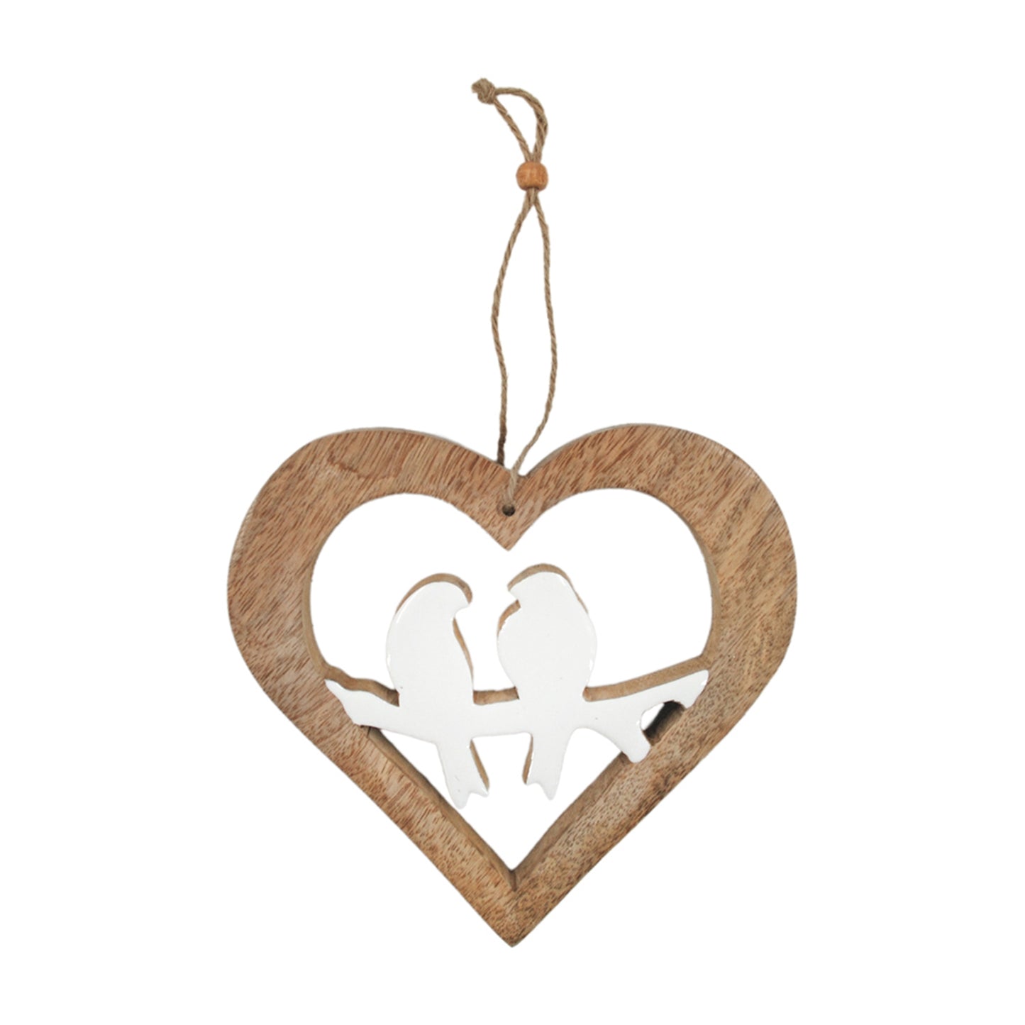 Wooden Heart and Bird Cutout Hanger