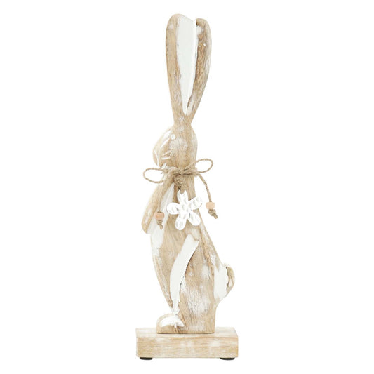 13" Long-Eared Whitewashed Wood Bunny on Stand