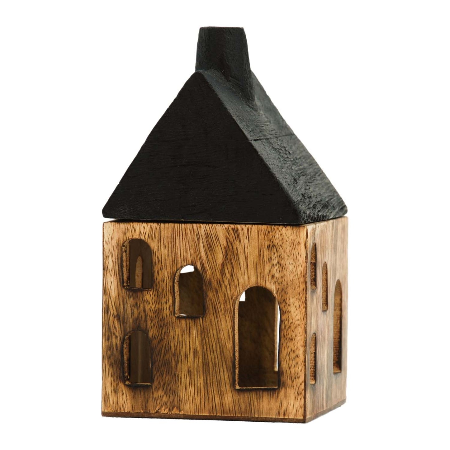 Wood House with Black Roof 