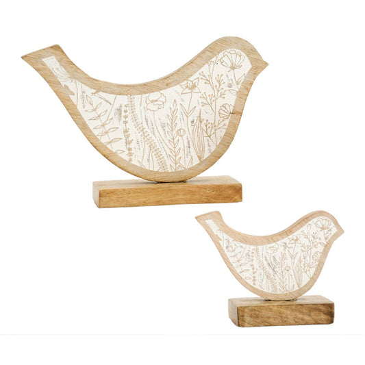 Set of 2 Flower-Engraved Birds