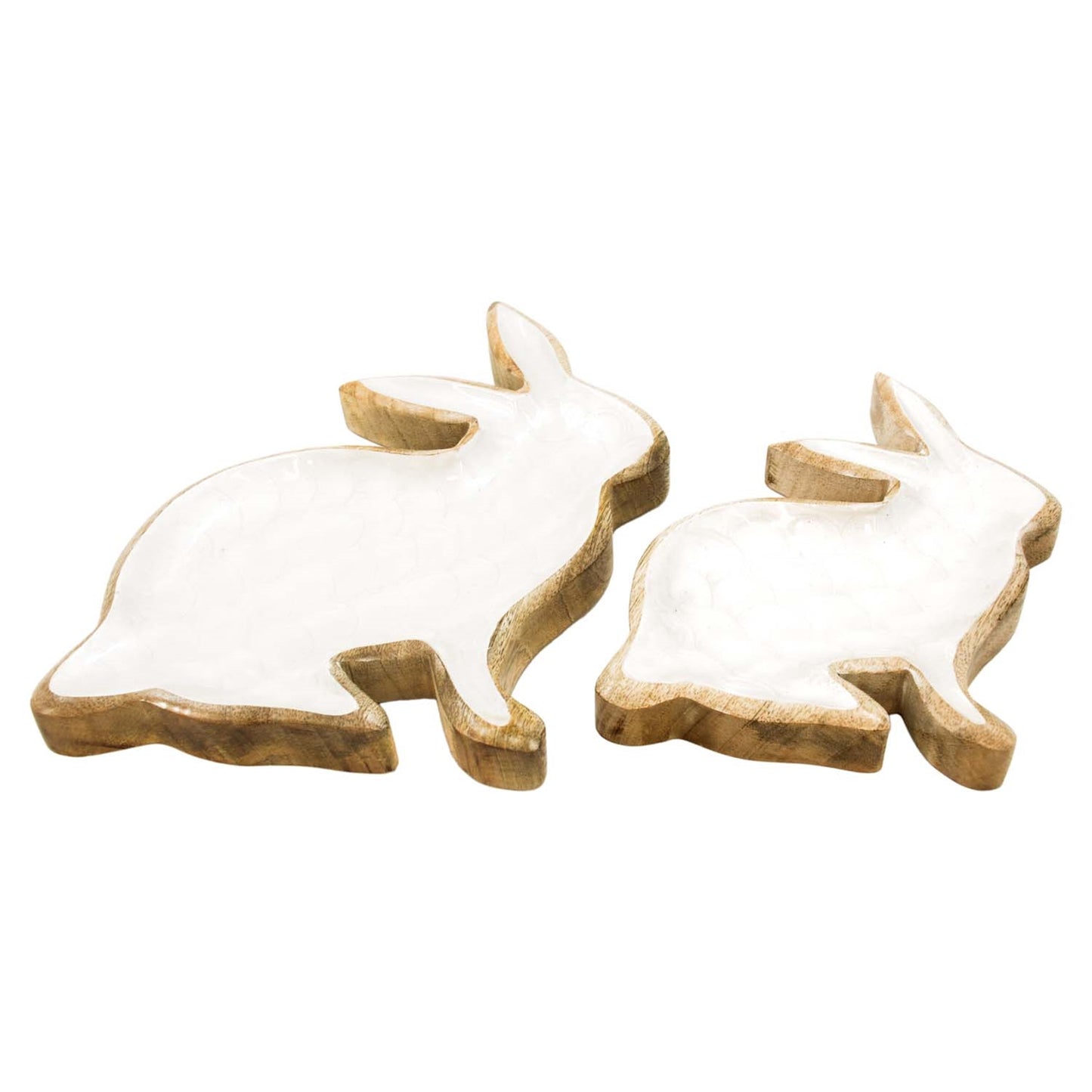 Set of 2 Scalloped Enamel Bunny Trays 