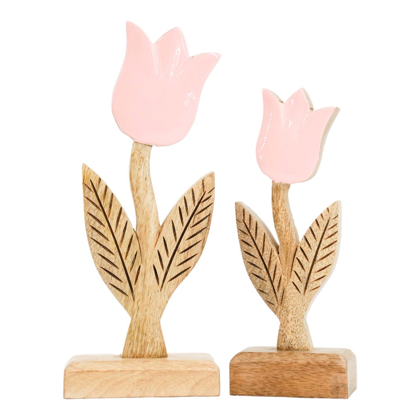 Set of 2 Pink Enamel Tulips